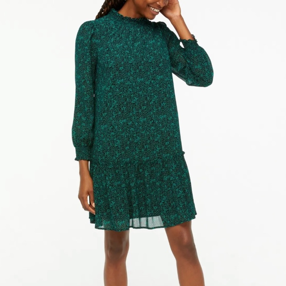 J. Crew Emerald Dress Size M Green Long Sleeve